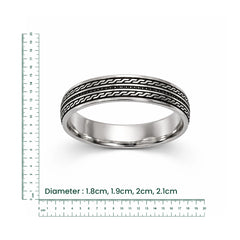 Textured Oxidised Silver Band Ring
