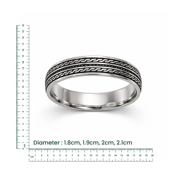 Textured Oxidised Silver Band Ring