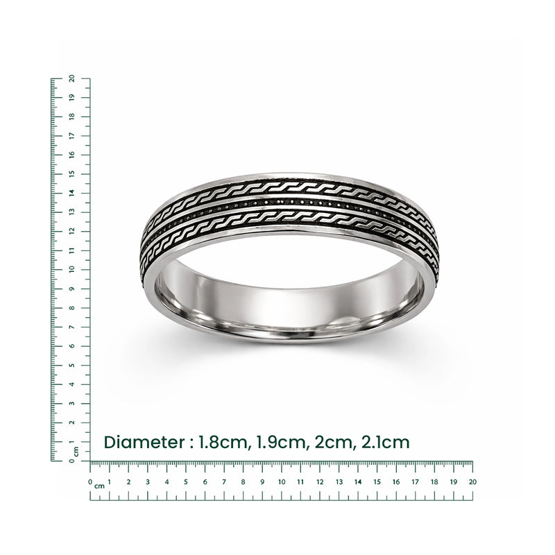 Textured Oxidised Silver Band Ring