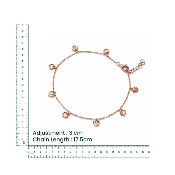 Rose Gold Heart Charm Bracelet