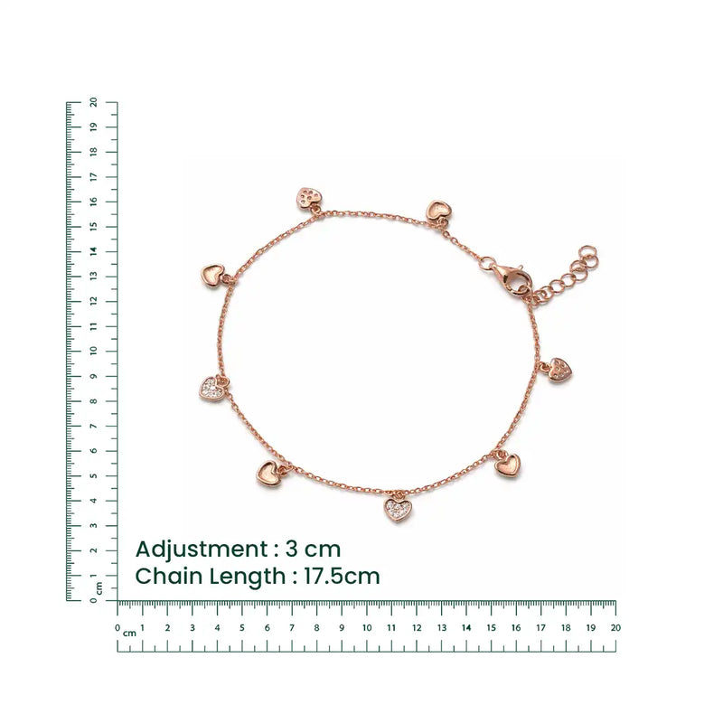 Rose Gold Heart Charm Bracelet