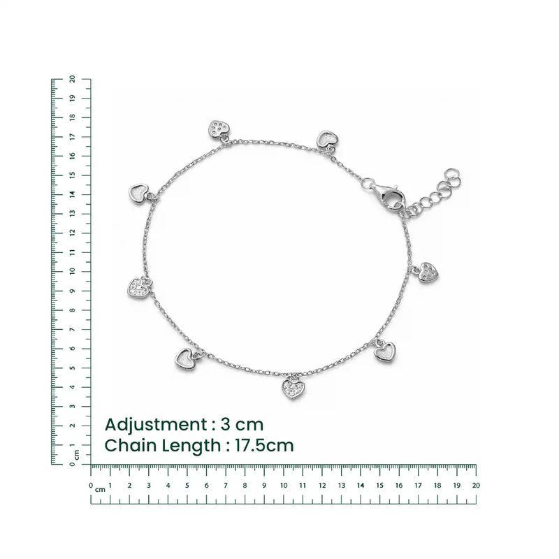 Silver Heart Charm Bracelet