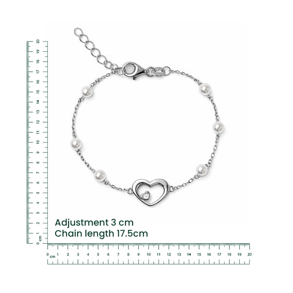 Heart Pearl Silver Bracelet