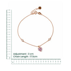 Rose Gold Pink Heart Charm Bracelet