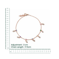Rose Gold Multicolor Leaf Charm Bracelet