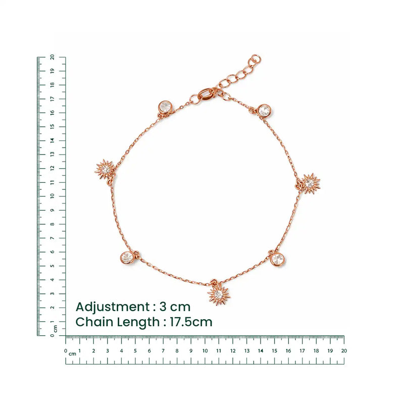 Rose Gold Sunburst Charm Bracelet