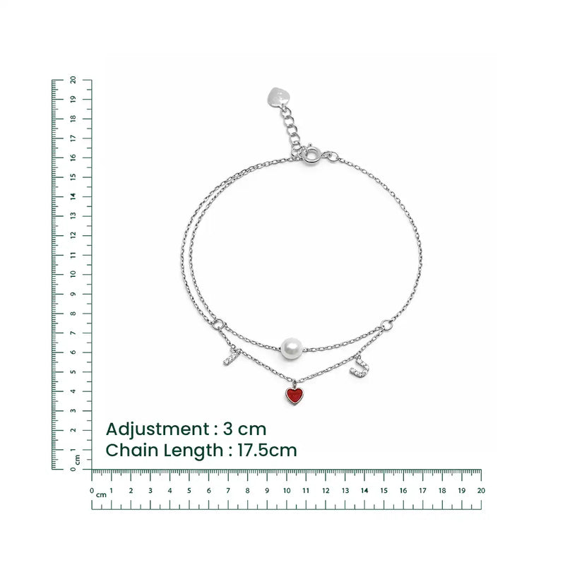 Silver Layered Love Charm Bracelet