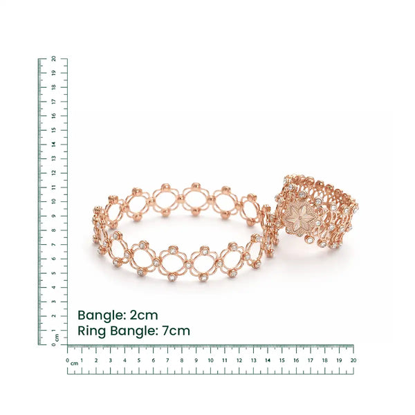 Rose Bloom Harmony Adjustable Bangle Ring
