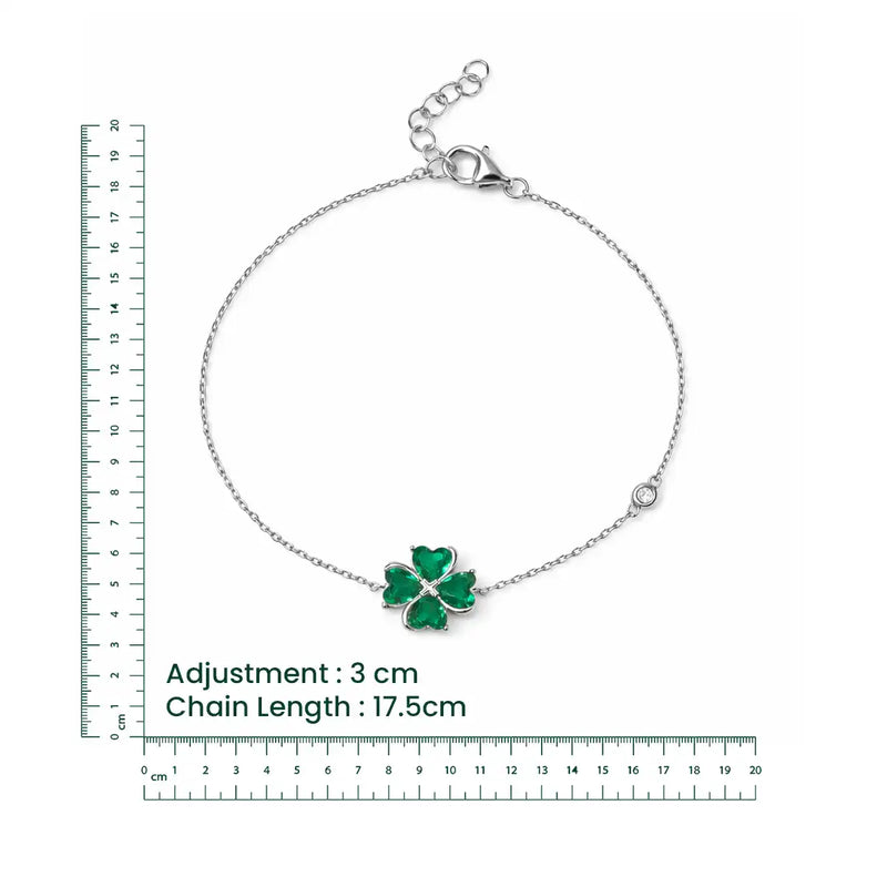 Silver Four-Leaf Clover Bracelet