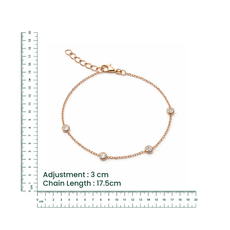 Rose Gold Minimal Crystal Station Bracelet
