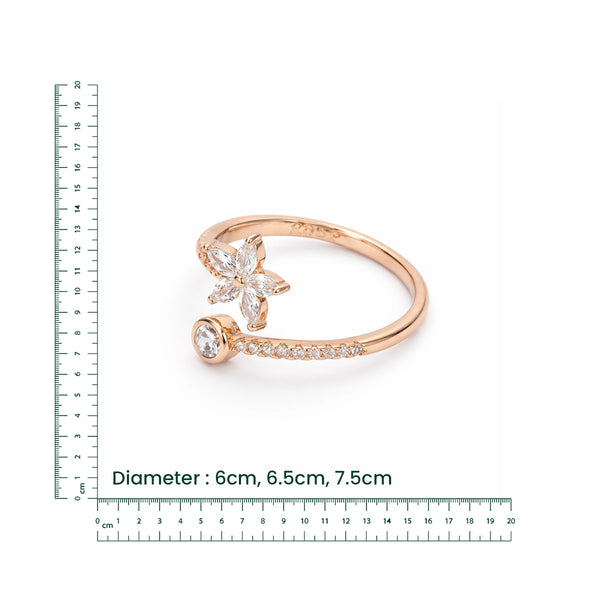Rose Gold Floral Wrap Crystal Ring