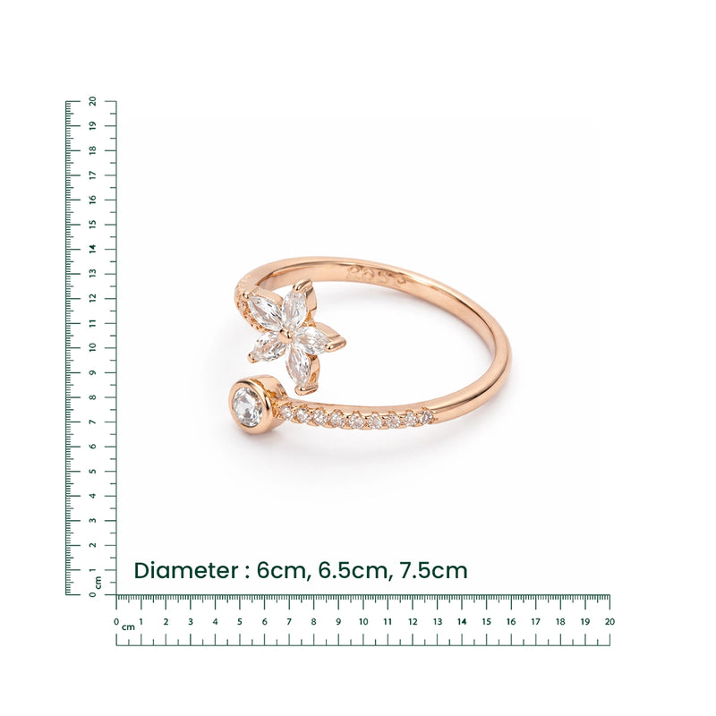 Rose Gold Floral Wrap Crystal Ring