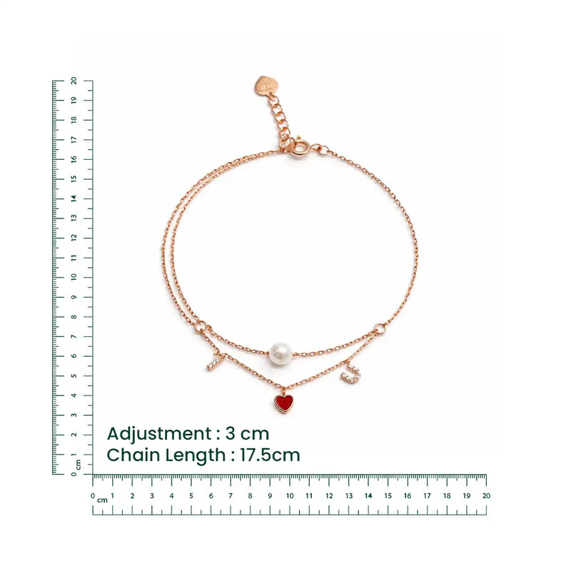 Rose Gold Layered Love Charm Bracelet