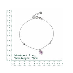 Silver Pink Heart Bracelet