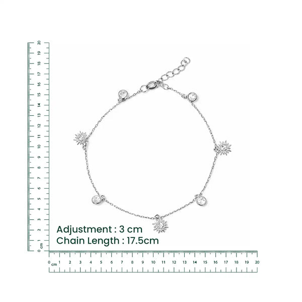 Silver Sunburst Charm Bracelet