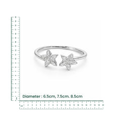 Twin Star Crystal Silver Ring