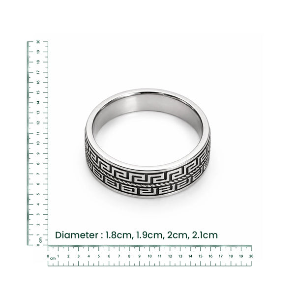 Greek Pattern Silver Band Ring