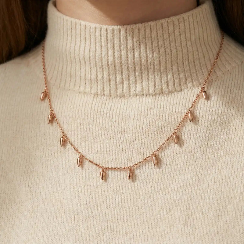Rose Gold Spear Charm Necklace