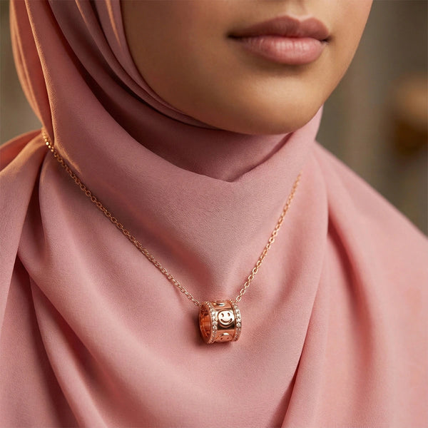 Rose Gold Happy Aura Slider Necklace