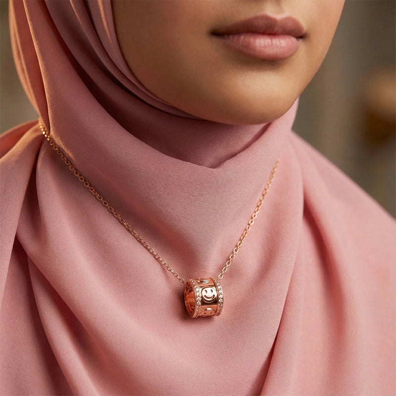 Rose Gold Happy Aura Slider Necklace