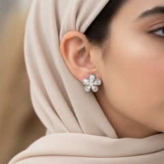 Silver Blossom Pendant & Stud Combo