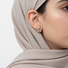 Rose Bloom Sparkle Pendant & Stud Combo