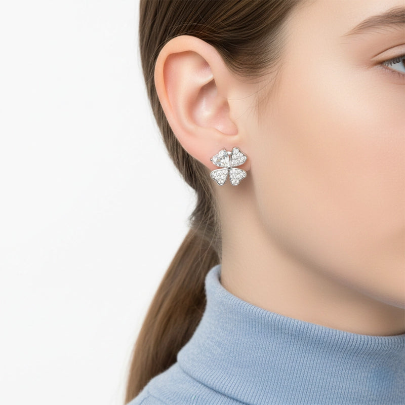 Ivory Bloom Silver Stud Earrings
