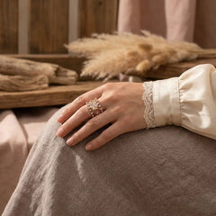 Rose Bloom Harmony Adjustable Bangle Ring