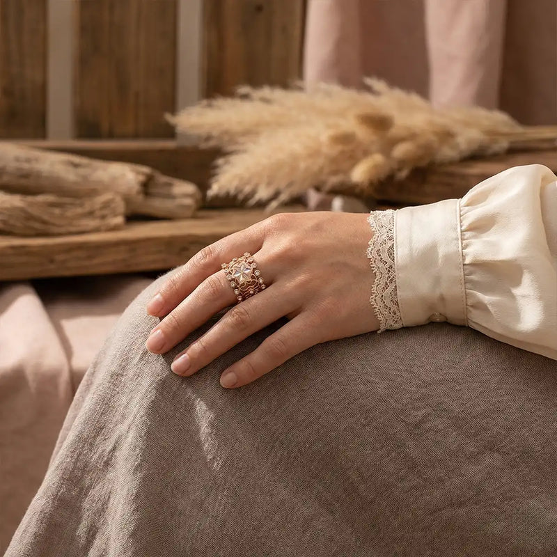 Rose Bloom Harmony Adjustable Bangle Ring