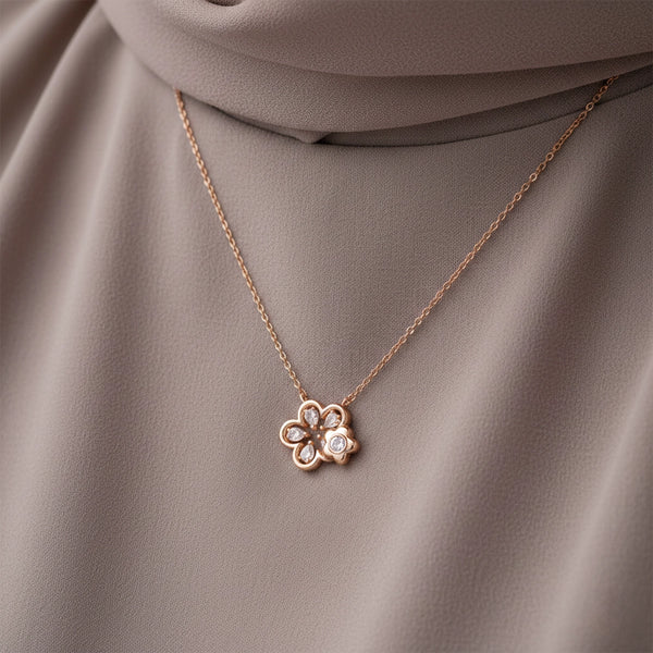 Rose Bloom Sparkle Pendant & Stud Combo