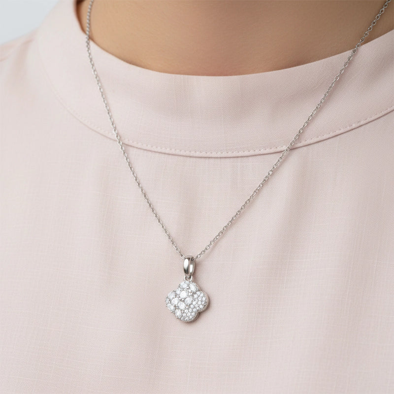 Crystal Cluster Silver Pendant & Stud Combo