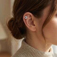 Floral Sparkle Silver Studs