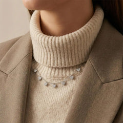 Silver Shimmering Heart Droplet Necklace