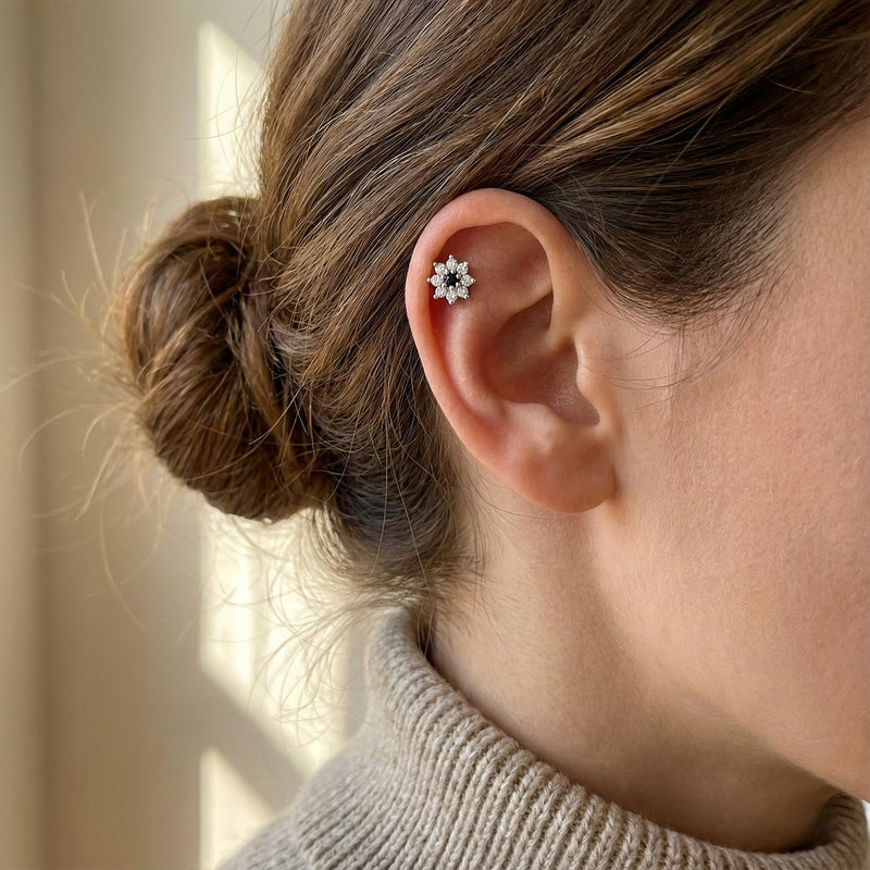 Black BloomStar Silver Stud