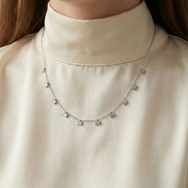 Silver Starlight Baguette Necklace
