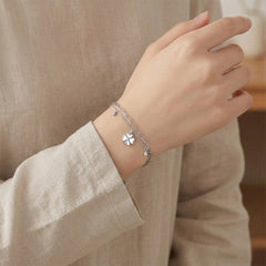 Floral Charm Silver Bracelet