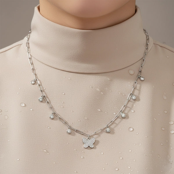 Silver Butterfly Charm Necklace.