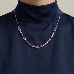 Ruby Accent Silver Necklace