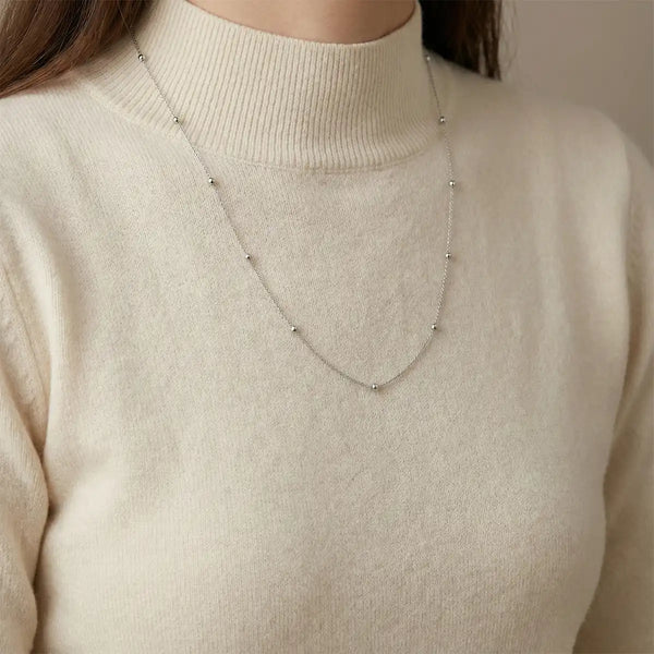 Silver Beaded Station Chain