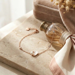 Rose Gold Heart Pearl Bracelet