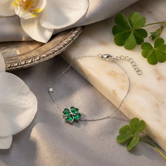 Silver Four-Leaf Clover Bracelet