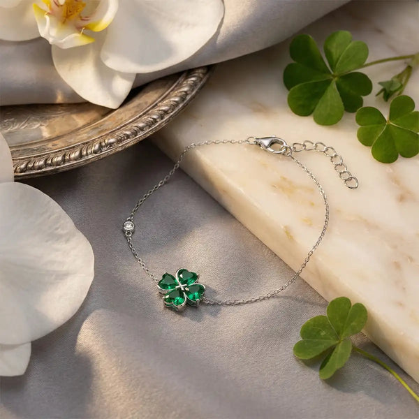 Silver Four-Leaf Clover Bracelet