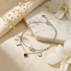 Silver Layered Love Charm Bracelet