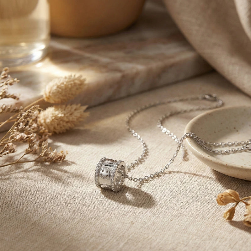 Silver Happy Aura Slider Necklace