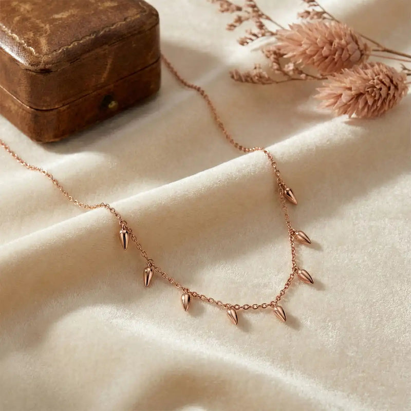 Rose Gold Spear Charm Necklace