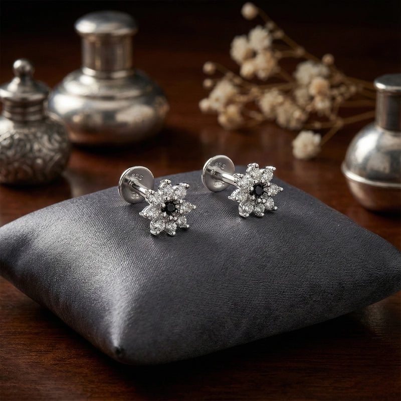 Black BloomStar Silver Stud