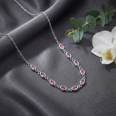 Ruby Accent Silver Necklace