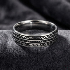 Textured Oxidised Silver Band Ring