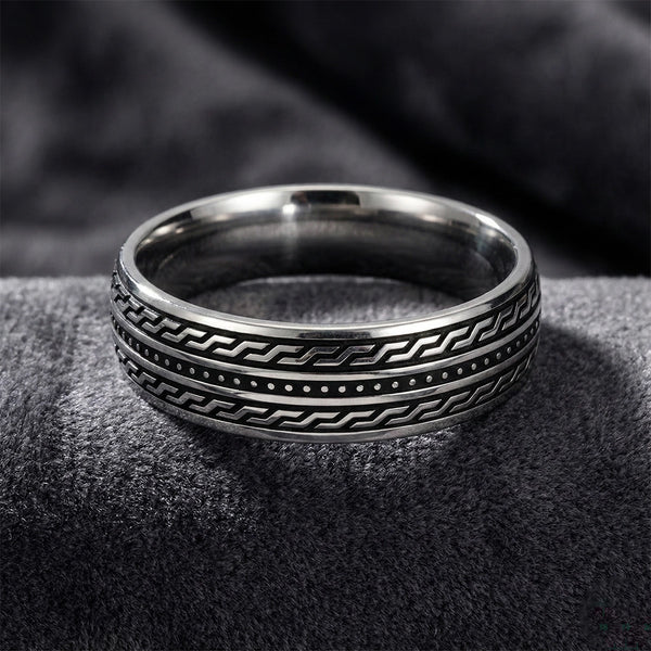 Textured Oxidised Silver Band Ring