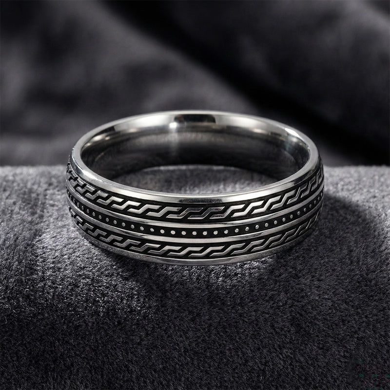 Textured Oxidised Silver Band Ring